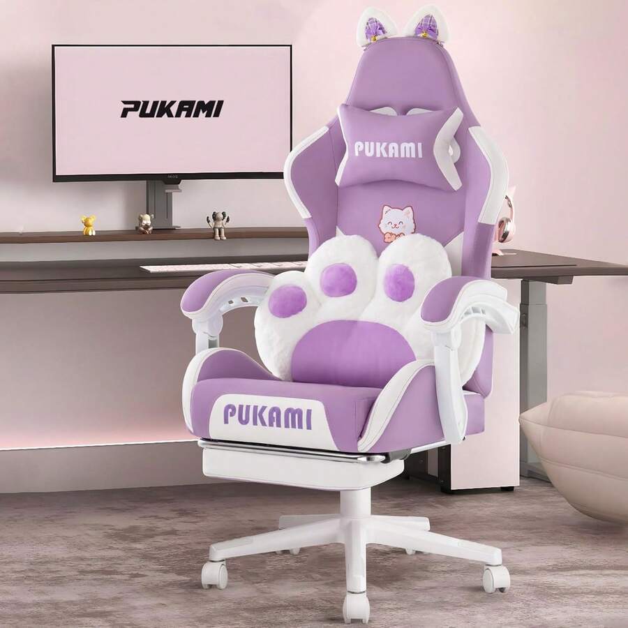 Ergonomic Office Chair - Kursi Gaming Warna Merah Muda dengan