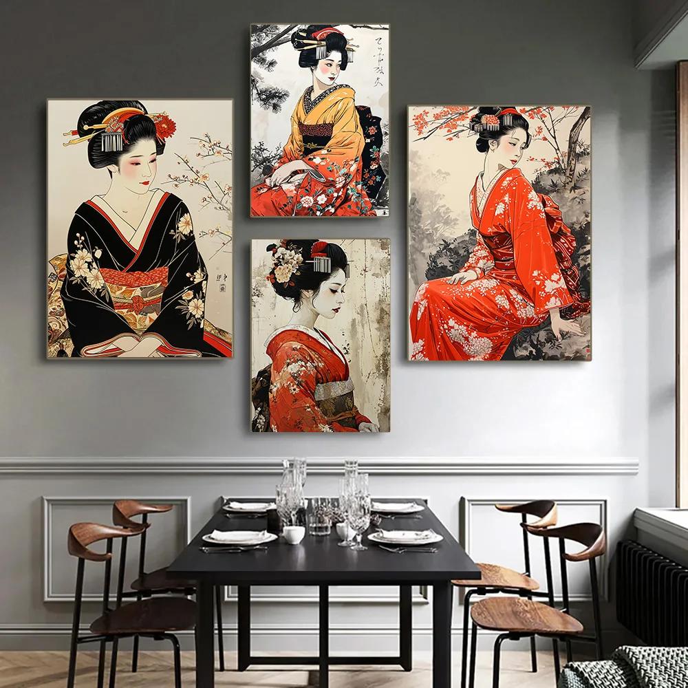 Elegan Kimono Geisha kanvas se - Home Office Room Inspiration ulasan dan harga